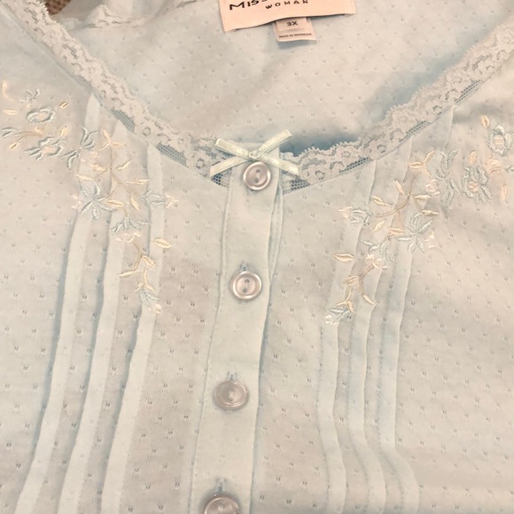 New! MISS ELAINE NIGHTGOWN KNEE LENGTH AQUA NWT Sz 1X, 3X - Picture 1 of 8